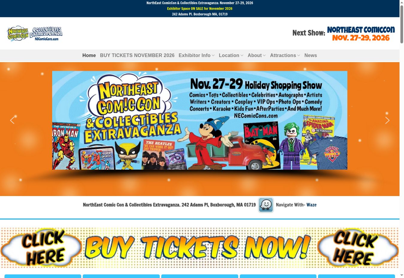 NorthEast ComicCon & Collectibles Extravaganza website screenshot