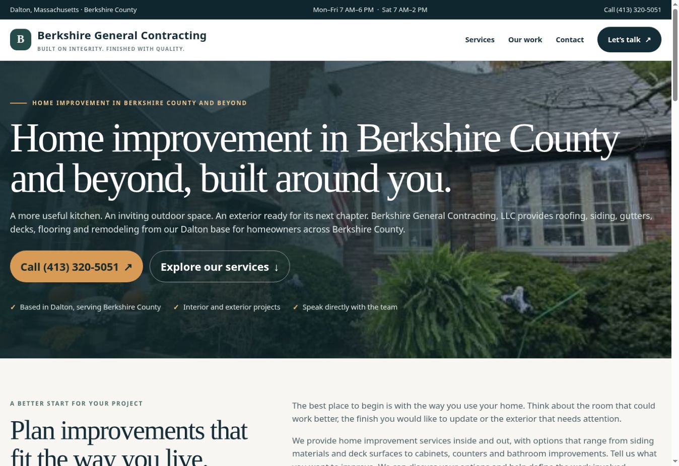 Berkshire General Contracting, LLC development demo screenshot