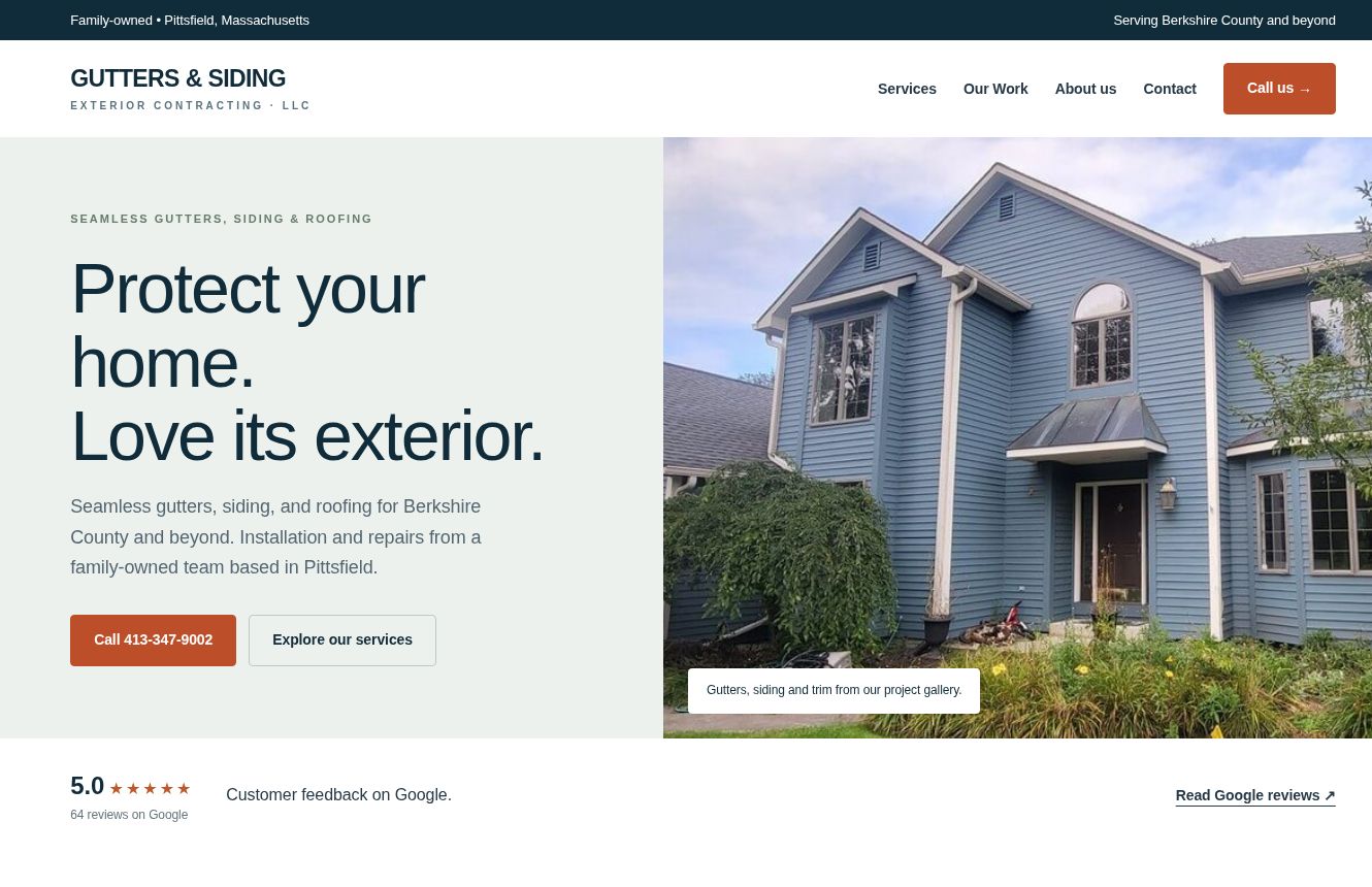 Gutters & Siding, LLC development demo screenshot