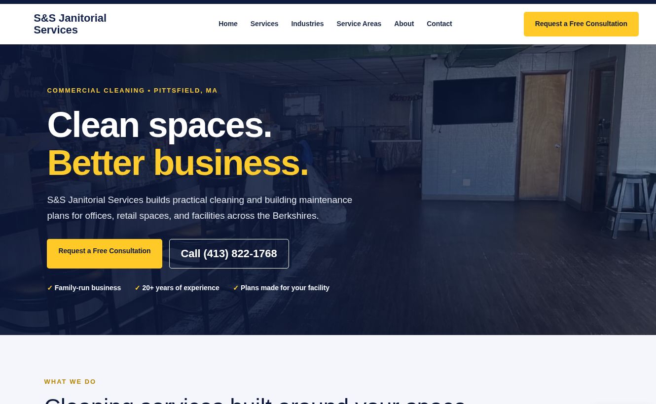 S&S Janitorial Services website screenshot